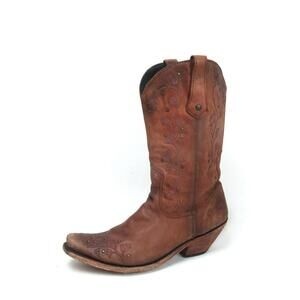 liberty black western boots embroidered leather brown distressed cowboy floral